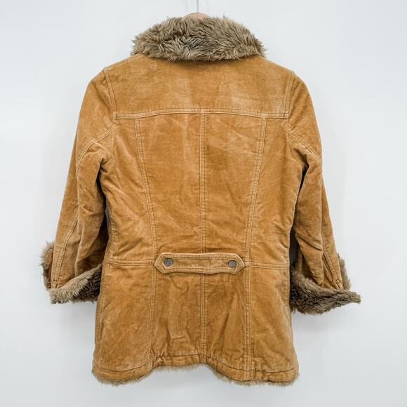 Burberry Jacket Brown Quilted Winter Shearling Coat Ladies Tan Vintage Corduroy - Picture 7 of 14